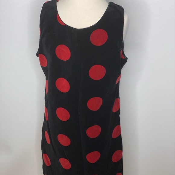 Children’s place TCP girls black red polka dot velvet jumper dress sz 12 - Picture 2 of 3